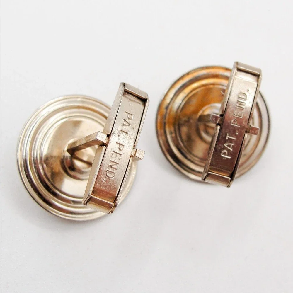 Vintage Silver Reverse Painted Intaglio Glass Horse Head Equestrian Cufflinks